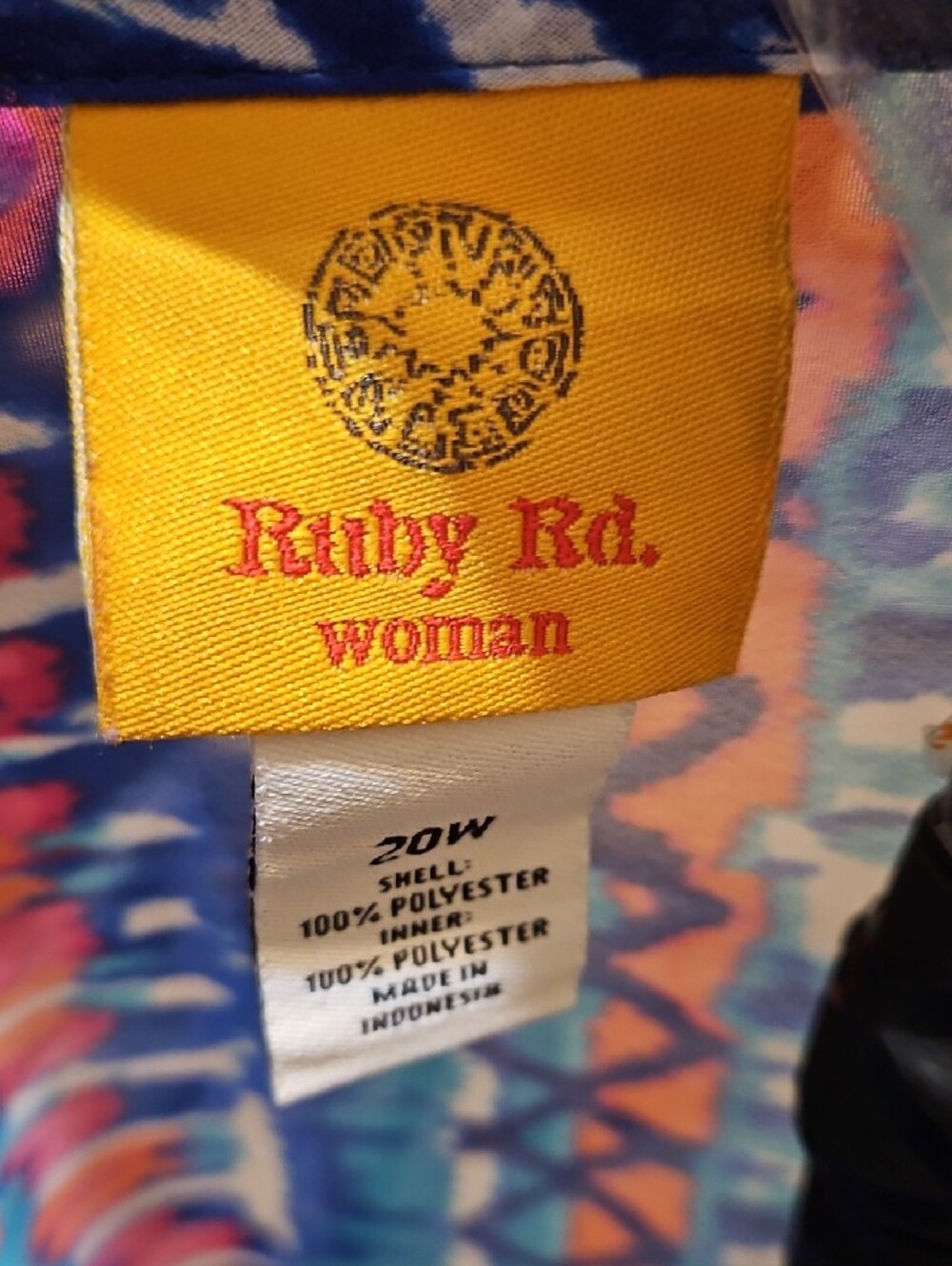 Ruby Rd. Blue Multicolor Patterned V-Neck Tunic with Front Accent Buttons - Picture 5 of 5